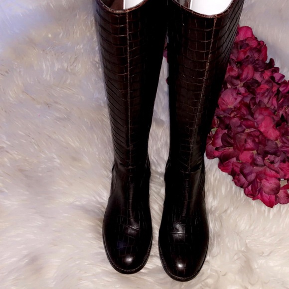 ANTONIO MELANI Eastyn Brown Croc Riding Boot - Picture 6 of 8